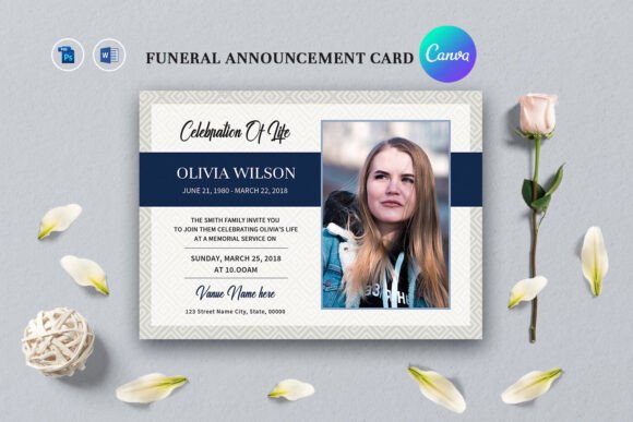 Download Elegant Funeral Announcement Card - Card Collection